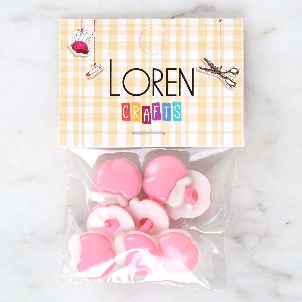 Loren Crafts 8'li Pembe Elma Düğme - 3004
