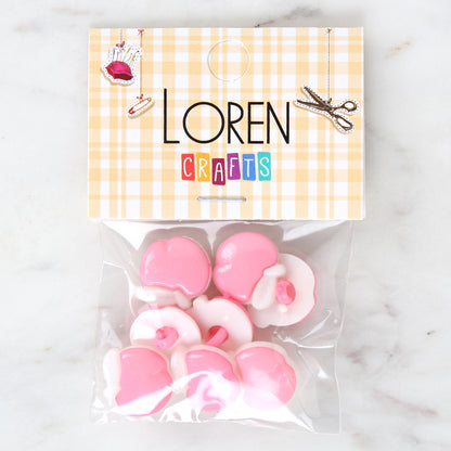 Loren Crafts 8'li Pembe Elma Düğme - 3004