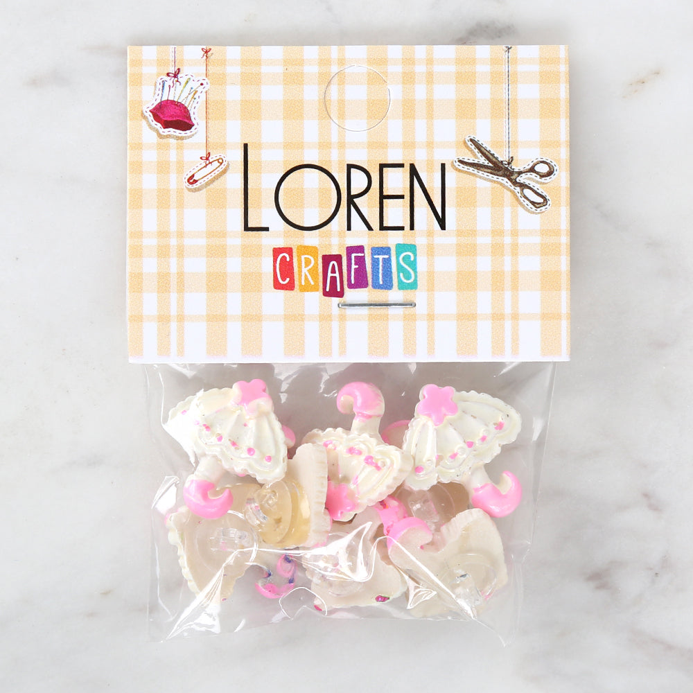 Loren Crafts 8'li Pembe Şemsiye Düğme - 3008