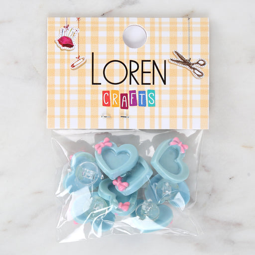 Loren Crafts 8'li Mavi Kalp Düğme - 3014