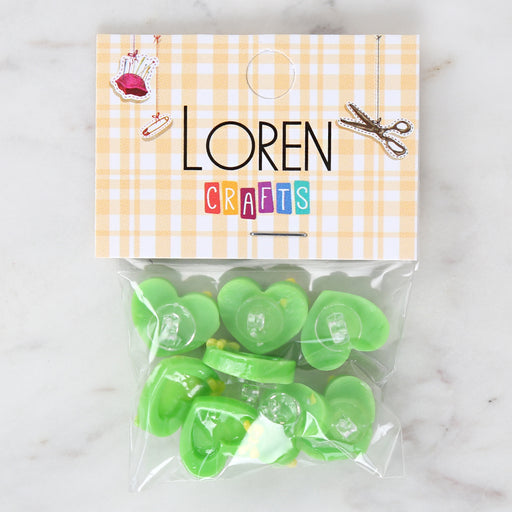 Loren Crafts 8'li Yeşil Kalp Düğme - 3015