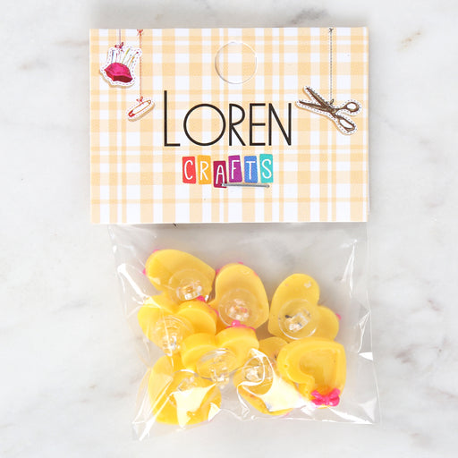 Loren Crafts 8'li Sarı Kalp Düğme - 3017