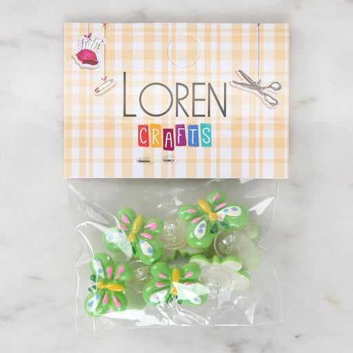 Loren Crafts 8'li Yeşil Kelebek Düğme - 3019