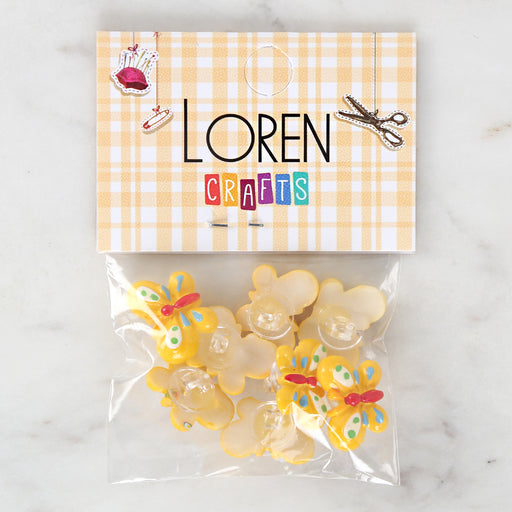 Loren Crafts 8'li Sarı Kelebek Düğme - 3020