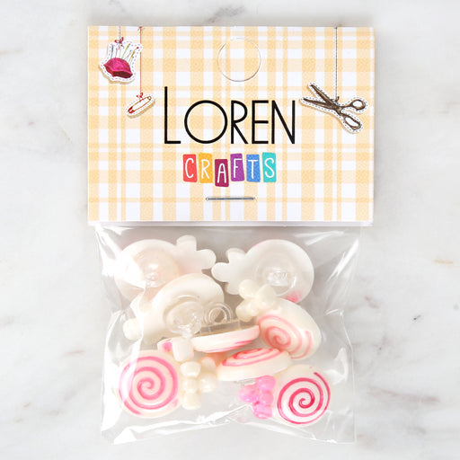 Loren Crafts 8'li Pembe Şeker Düğme - 3025