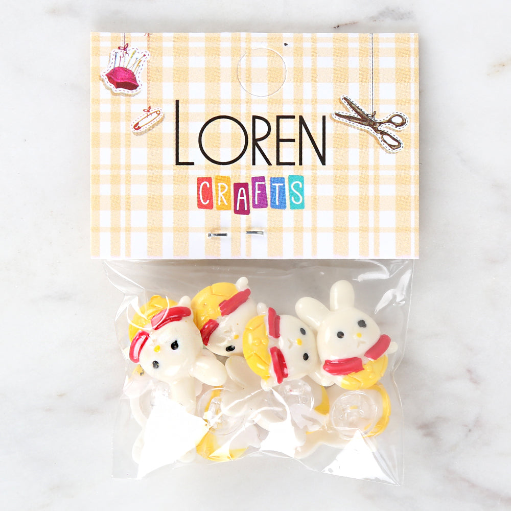 Loren Crafts 8'li Sarı Kırmızı Tavşan Düğme - 3030