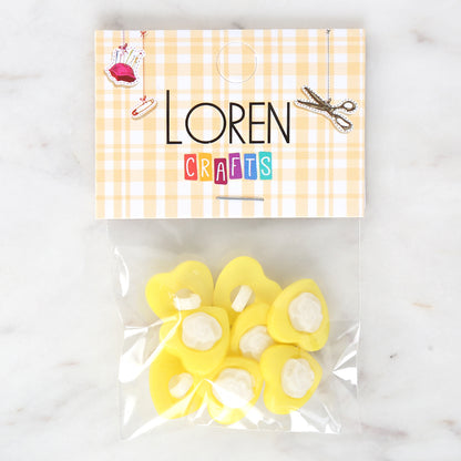 Loren Crafts 8'li Sarı Kalp Düğme - 3049