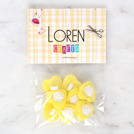Loren Crafts 8'li Sarı Kalp Düğme - 3049