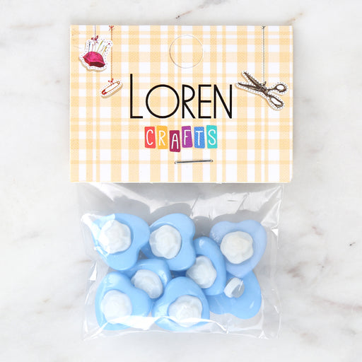 Loren Crafts 8'li Mavi Kalp Düğme - 3050