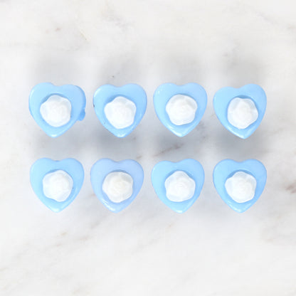 Loren Crafts 8'li Mavi Kalp Düğme - 3050