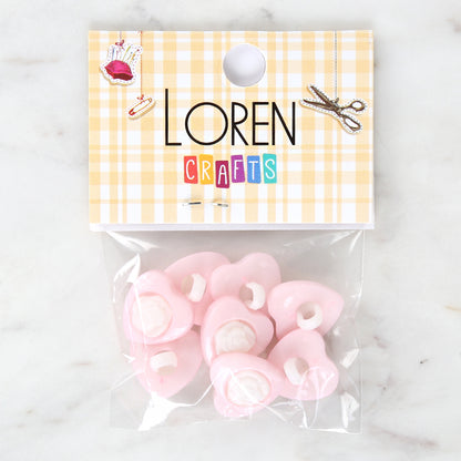 Loren Crafts 8'li Açık Pembe Kalp Düğme - 3051