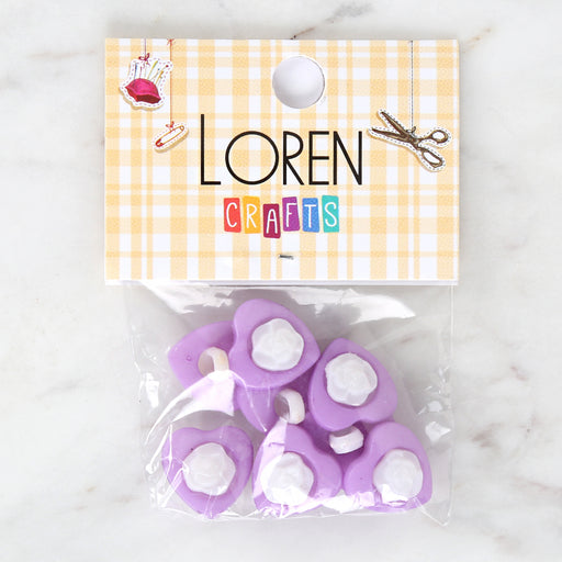 Loren Crafts 8'li Lila Kalp Düğme - 3052