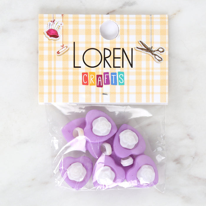 Loren Crafts 8'li Lila Kalp Düğme - 3052