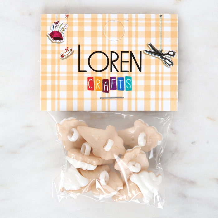 Loren Crafts 8'li Beyaz Dondurma Düğme - 3070