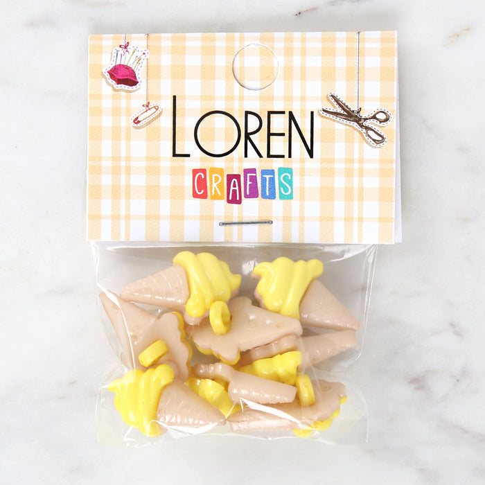 Loren Crafts 8'li Sarı Dondurma Düğme - 3072