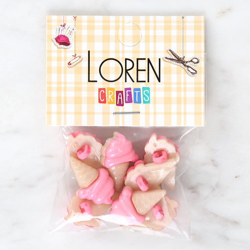 Loren Crafts 8'li Pembe Dondurma Düğme - 3073