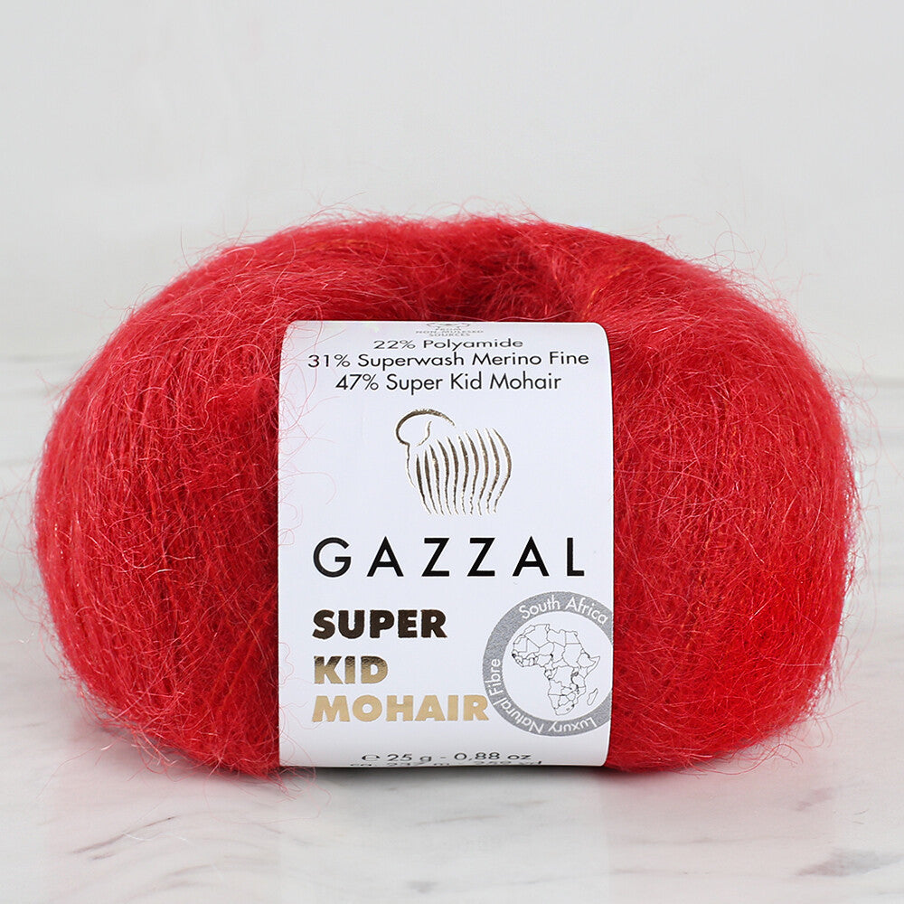 Gazzal Super Kid Mohair Kırmızı 25 Gr El Örgü İpi - 64416