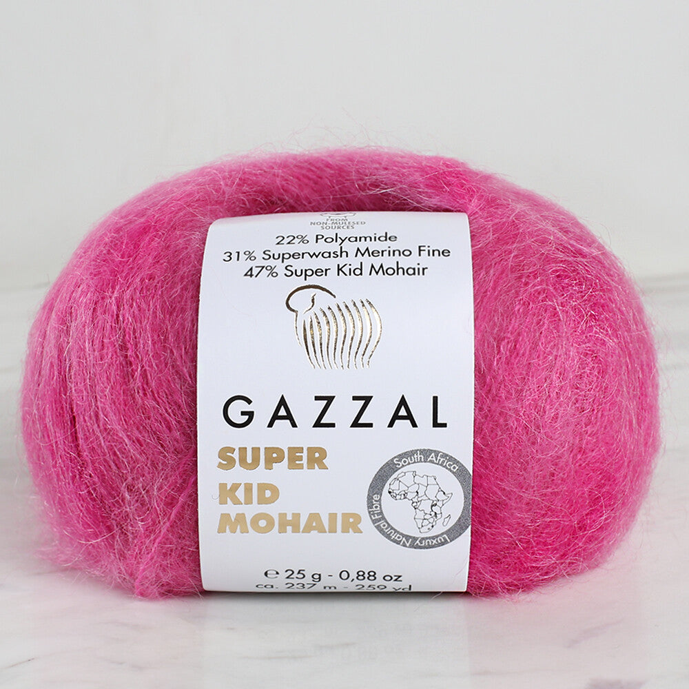 Gazzal Super Kid Mohair Fuşya 25 Gr El Örgü İpi - 64421