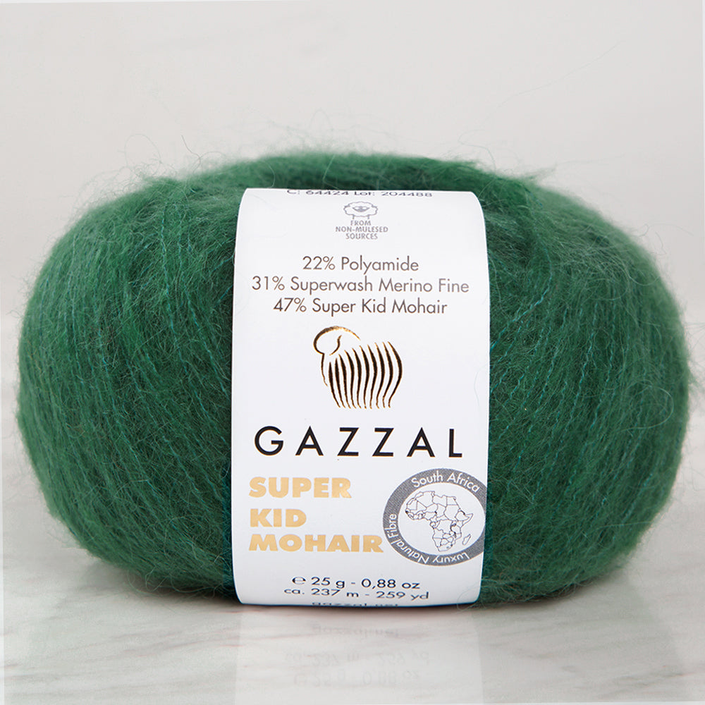 Gazzal Super Kid Mohair Yeşil 25 Gr El Örgü İpi - 64424
