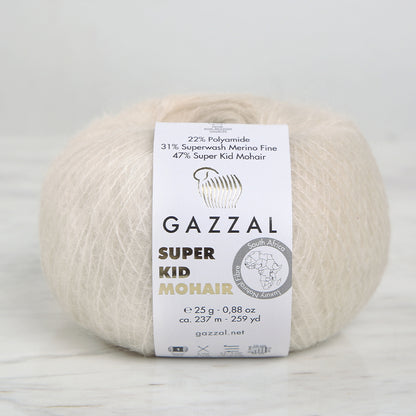 Gazzal Super Kid Mohair Krem 25 Gr El Örgü İpi - 64436