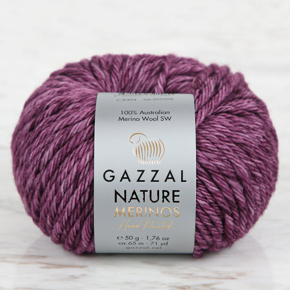 Gazzal Nature Merinos Mor El Örgü İpi - 8304