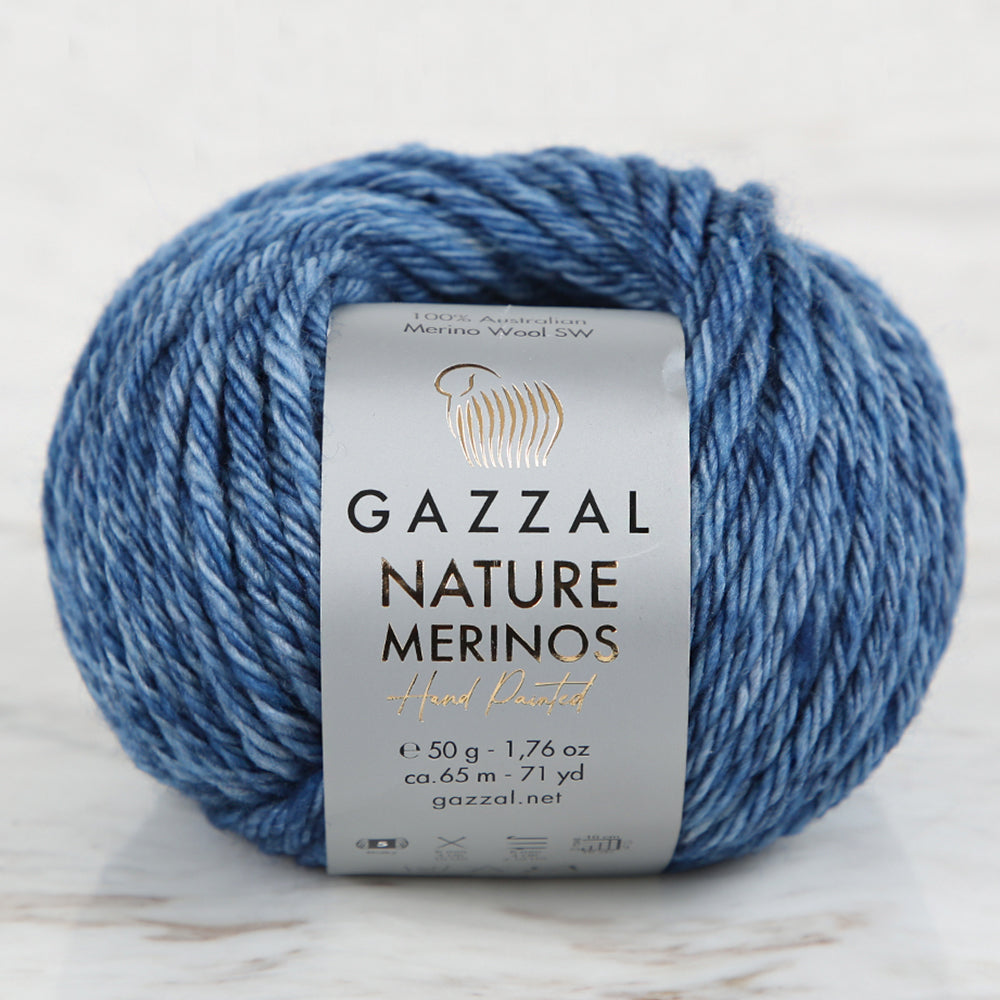 Gazzal Nature Merinos Mavi El Örgü İpi - 8306