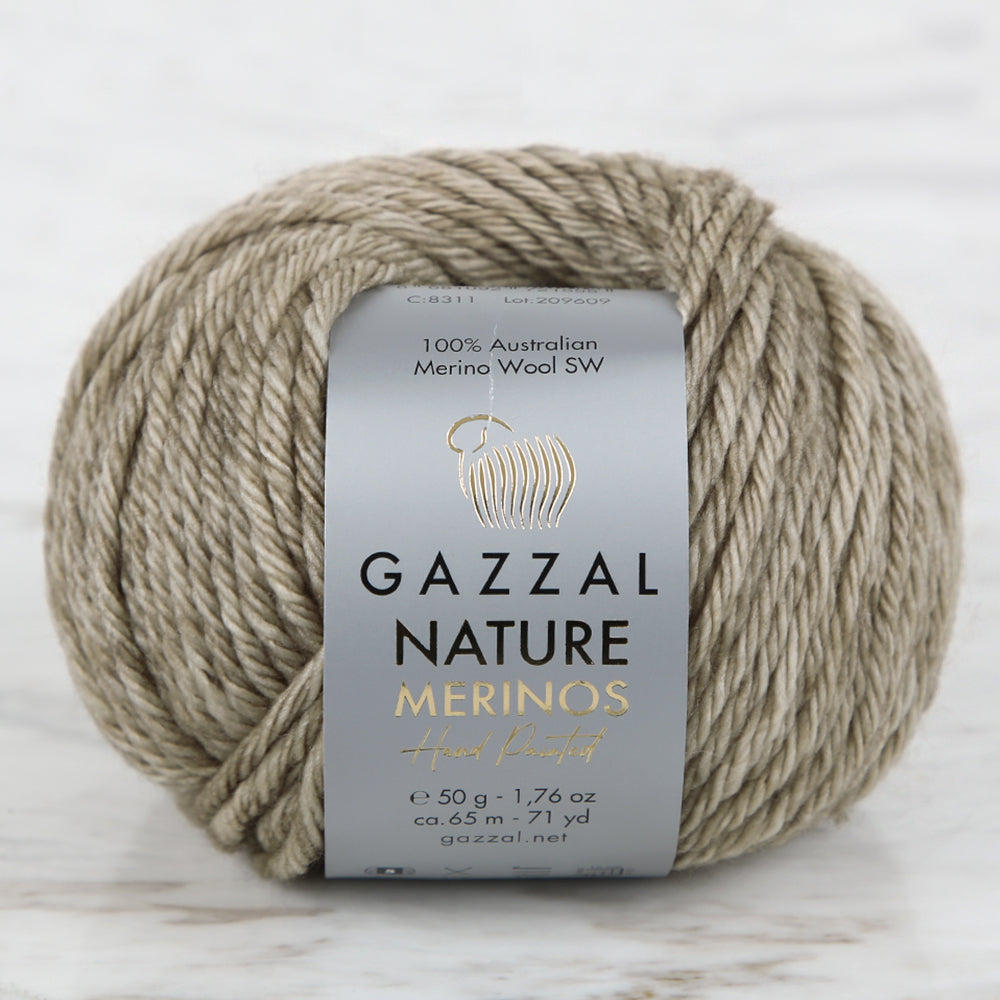 Gazzal Nature Merinos Taş Rengi El Örgü İpi - 8311