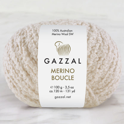Gazzal Merino Boucle Krem El Örgü İpi- 3761