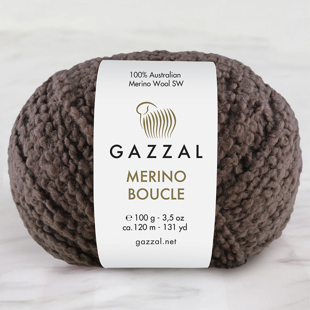 Gazzal Merino Boucle Kahverengi El Örgü İpi- 3763