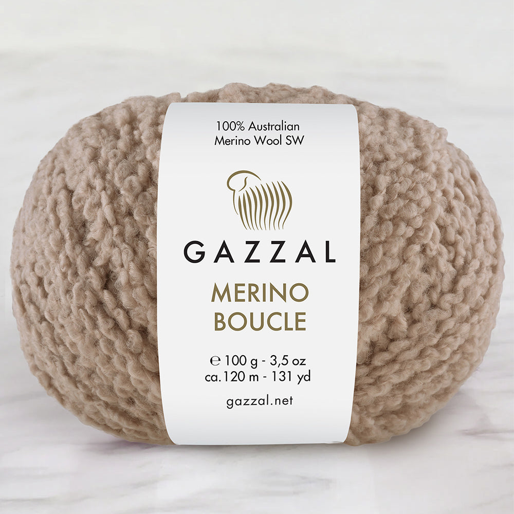 Gazzal Merino Boucle Bej El Örgü İpi- 3765