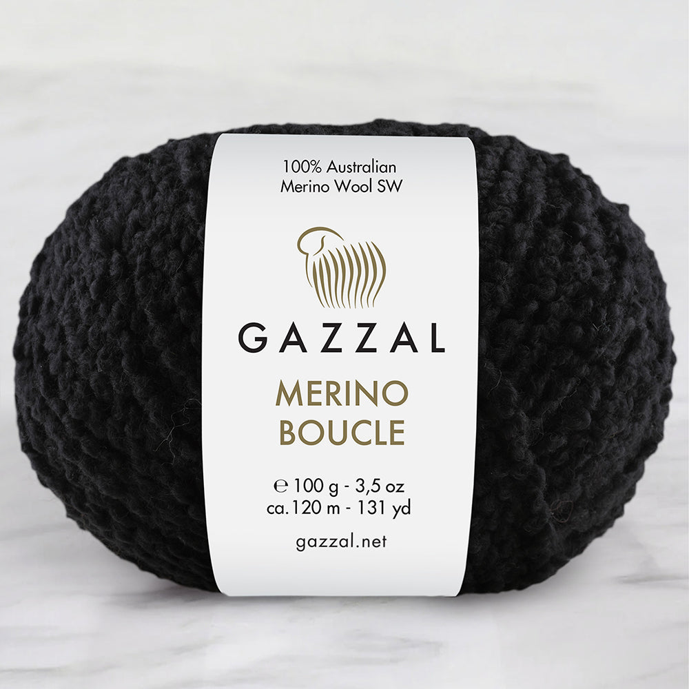 Gazzal Merino Boucle Siyah El Örgü İpi- 3766