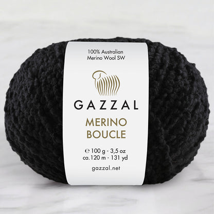 Gazzal Merino Boucle Siyah El Örgü İpi- 3766