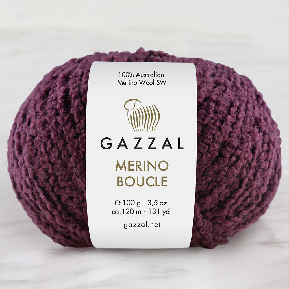 Gazzal Merino Boucle Mor El Örgü İpi- 3767