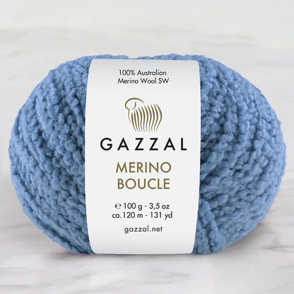 Gazzal Merino Boucle Mavi El Örgü İpi- 3771