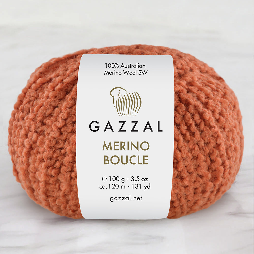 Gazzal Merino Boucle Turuncu El Örgü İpi- 3774