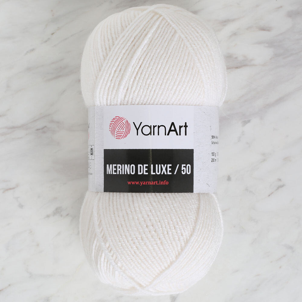 Yarnart Merino De Lüx 50 Beyaz El Örgü İpi - 501