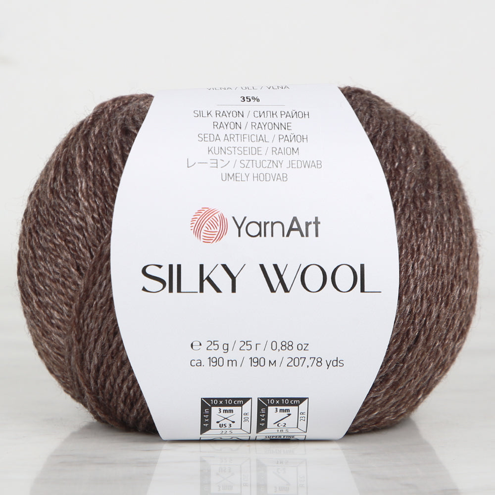YarnArt SILKY WOOL Kahverengi El Örgü İpi - 336