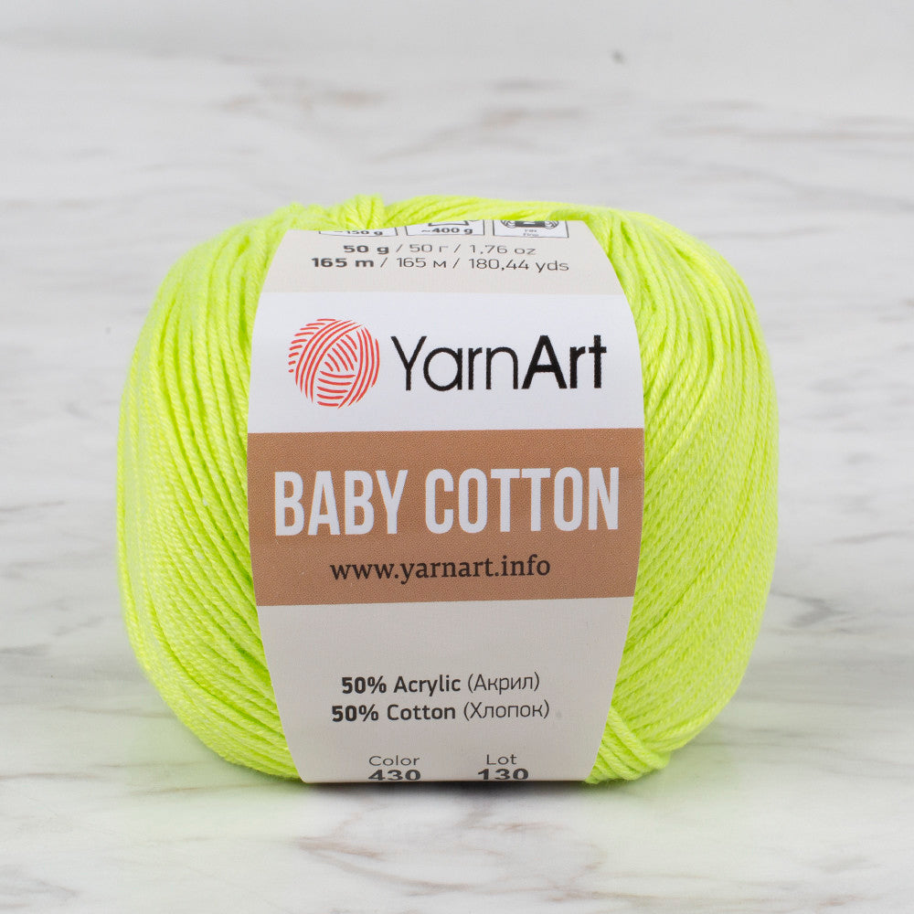 YarnArt Baby Cotton Neon Sarı El Örgü İpi - 430