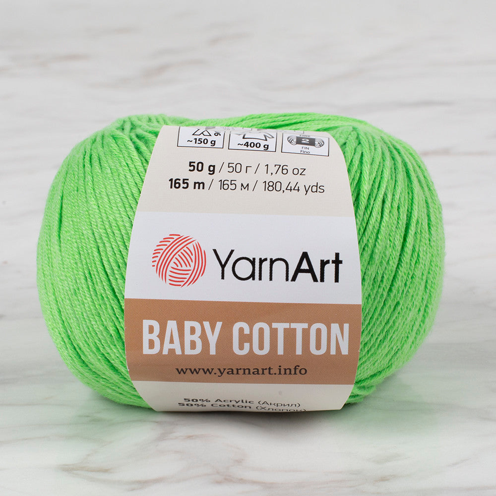 YarnArt Baby Cotton Neon Yeşil El Örgü İpi - 438