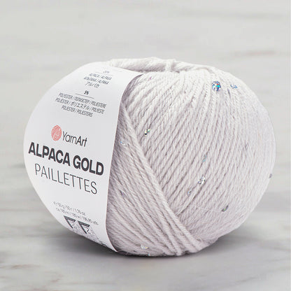 Alpaca Gold Paillettes Beyaz El Örgü İpi - 9303