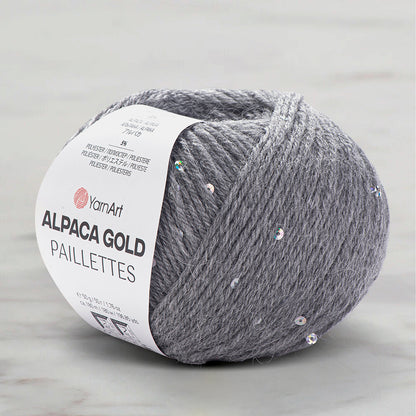Alpaca Gold Paillettes Gri El Örgü İpi - 9304