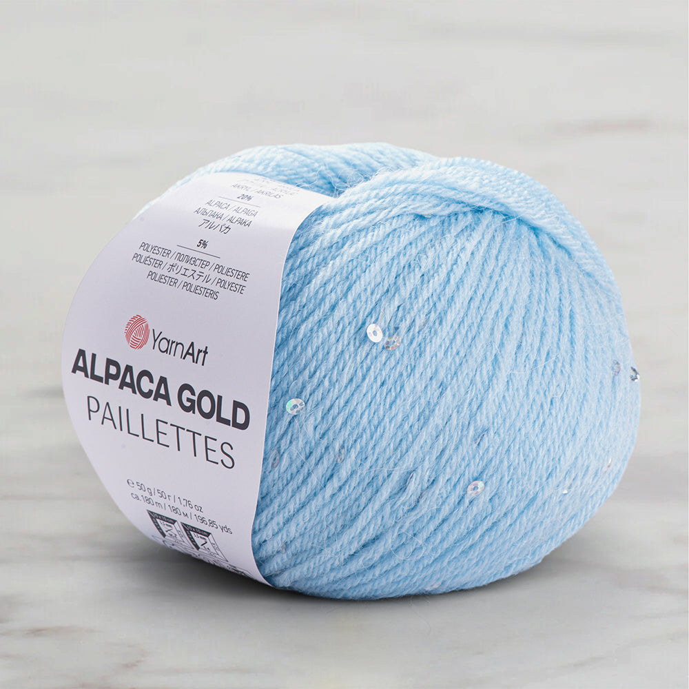 Alpaca Gold Paillettes Mavi El Örgü İpi - 9305