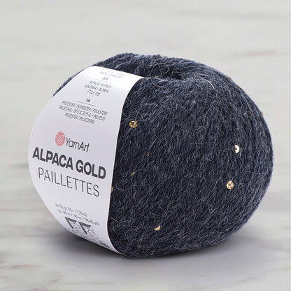 Alpaca Gold Paillettes Gri El Örgü İpi - 9314