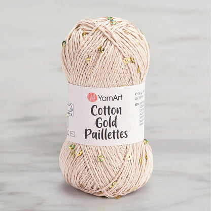 Yarnart Cotton Gold Paillettes Bej El Örgü İpi - 7104