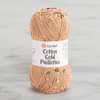 Yarnart Cotton Gold Paillettes Bej -El Örgü İpi - 7105