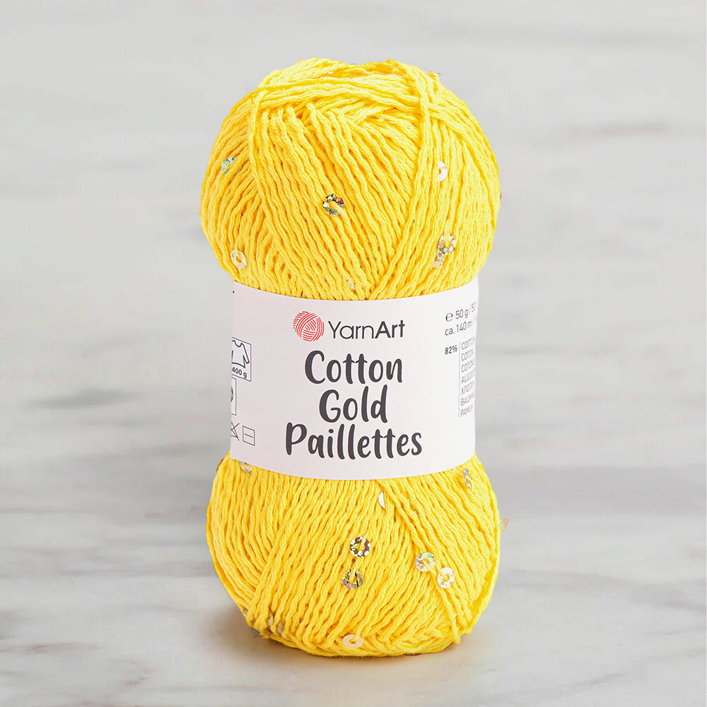 Yarnart Cotton Gold Paillettes Sarı El Örgü İpi - 7106