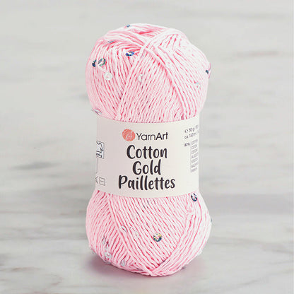 Yarnart Cotton Gold Paillettes Pembe El Örgü İpi - 7107