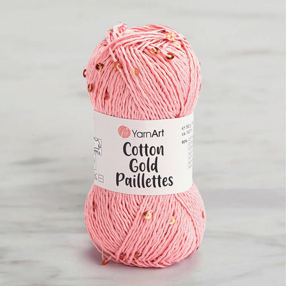 Yarnart Cotton Gold Paillettes Pembe El Örgü İpi - 7108