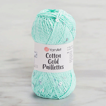 Yarnart Cotton Gold Paillettes Yeşil El Örgü İpi - 7112