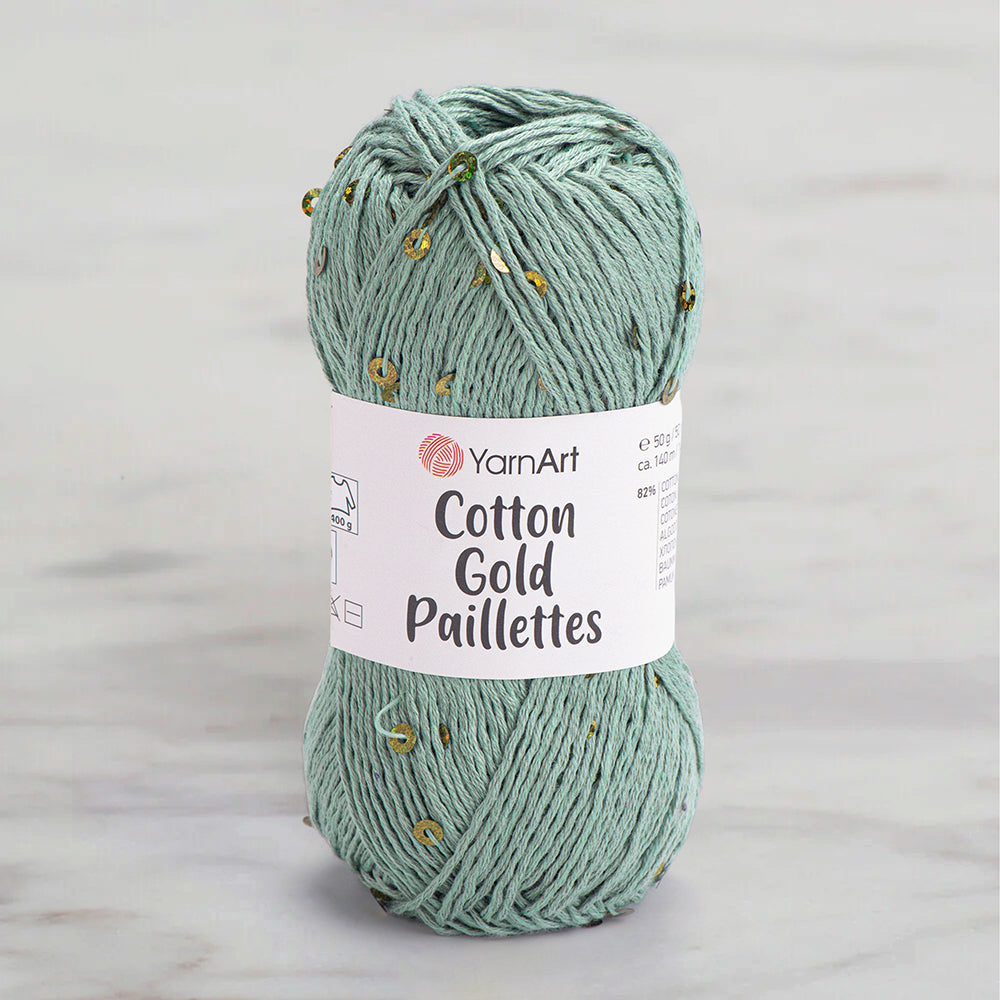 Yarnart Cotton Gold Paillettes Yeşil El Örgü İpi - 7113